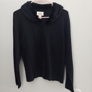 Vintage Silk/Cashmere Sweater with Removable Fur Collar